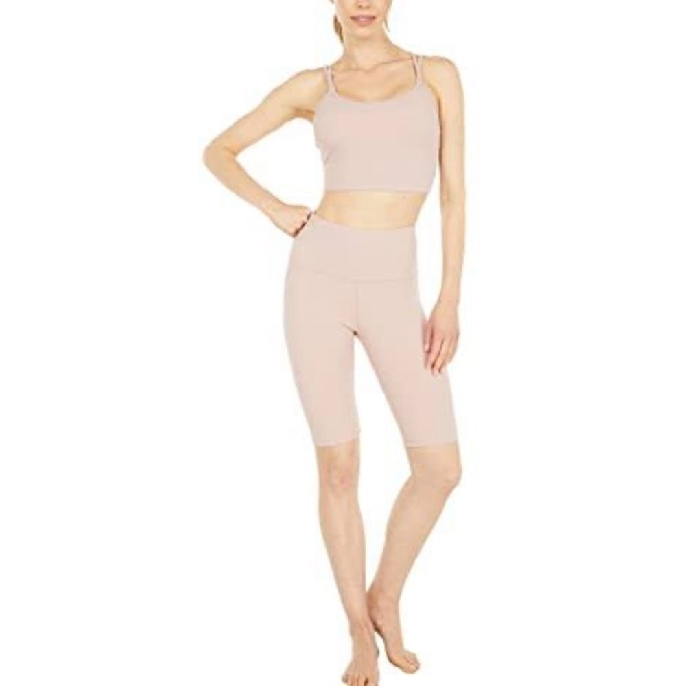 NWT VARLEY Merridy High Waist 10 Shadow Rose Blush Pink Bike Shorts Sz M